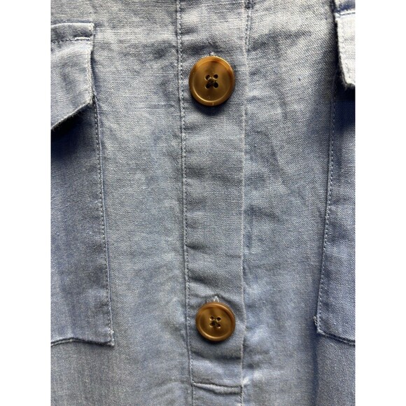 NWT J Jill XL Love Linen Blue Ginger Shirt Dress w/ Pockets Casual Lightweight - Picture 3 of 8